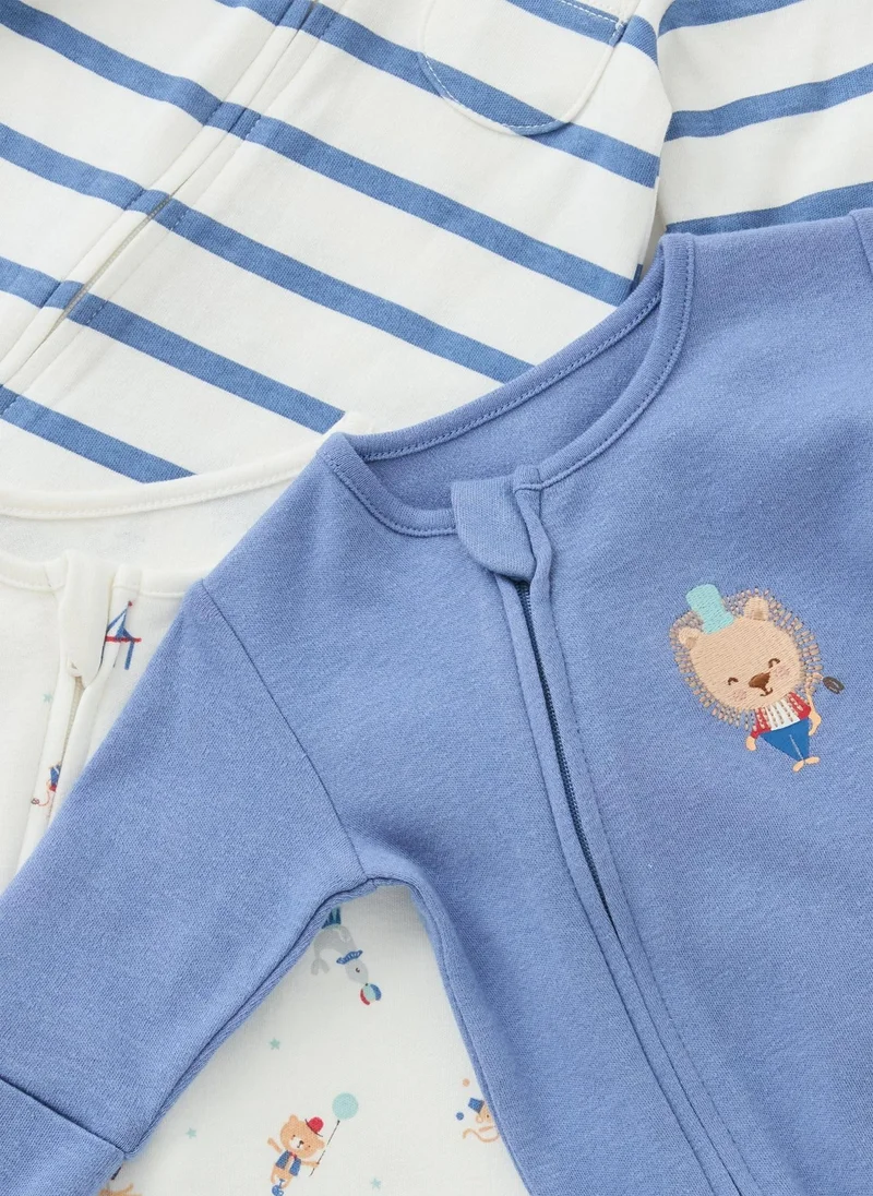 Matalan 3 Pack Baby Layette Sleepsuits